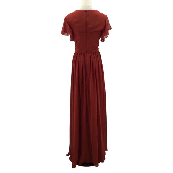AW BRIDAL 14 1X plus rust red bridesmaid cocktail formal party maxi dress b125 - Picture 2 of 7